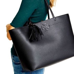 Tory Burch McGraw black tote w/tassel